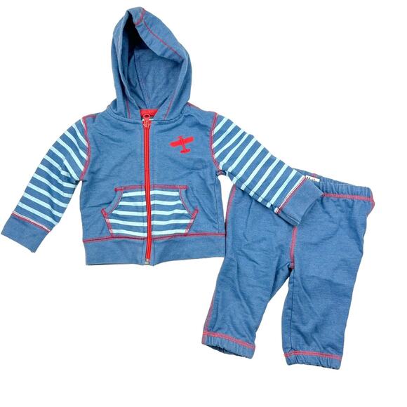 Hatley Blue Hooded Zip Up Sweatshirt - Picture 1 of 9